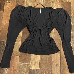 Free People Elegant Black Long Sleeve Blouse